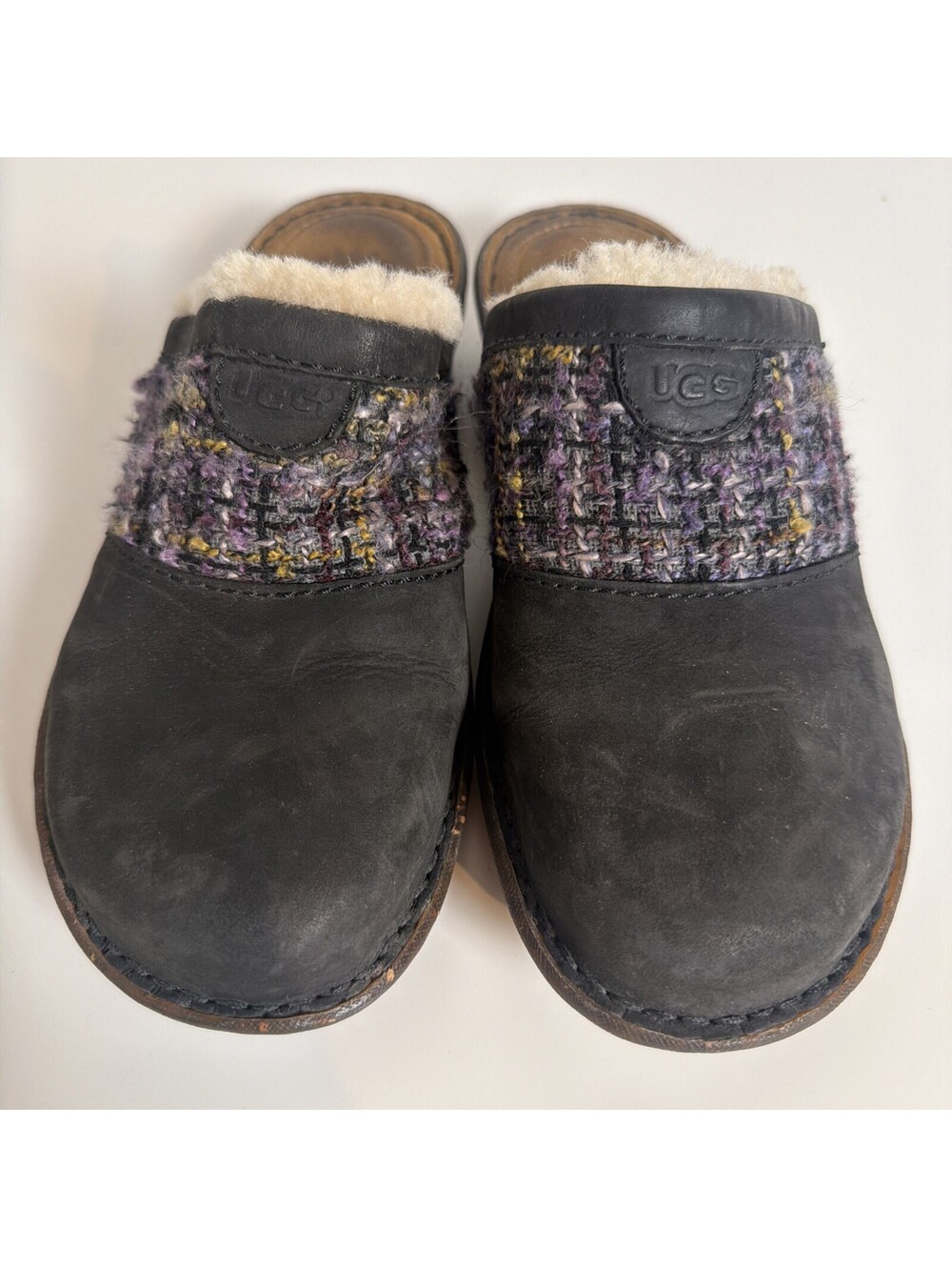 Ugg Slippers Womens 8 Sheepskin Lined Mules Opaline Cho 1001934 Black Leather